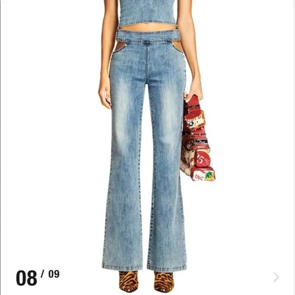 I AM GIA Drew Pants Denim Jeans Straight Leg Size Small Cut Out Waist - Picture 13 of 13